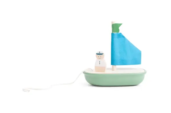 Drevená plachetnica s kapitánom