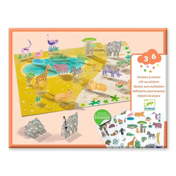 Kreatívna súprava so zdvíhacími samolepkami – 3D scény – zvieratá