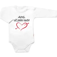Baby Nellys Body dlouhý rukáv Ahoj už jsem tady!,  bílé vel.  68