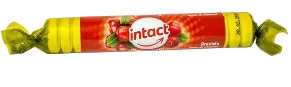 INTACT rolička hroznový cukr s vitamín C Brusinka 40 g