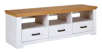 Tv stolek z masivu malcolm - bílá/dub