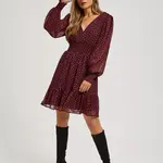 Marisse Black Dress With Puff Sleeves And A V-Neck