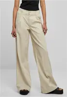 Women's High Canvas Mixed Wide Pants Soft Grass