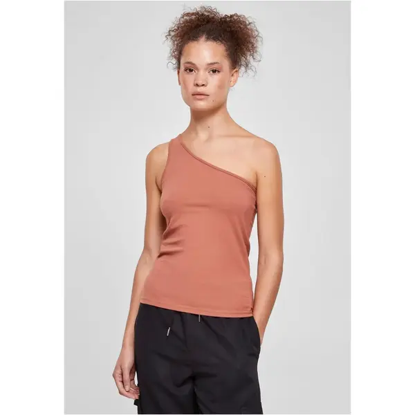 Women's asymmetrical terracotta top