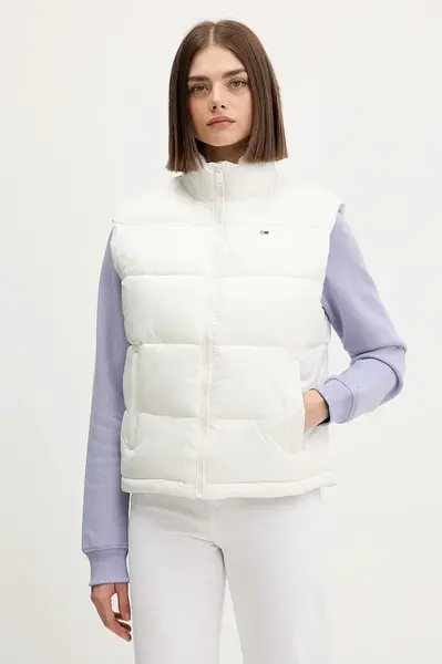 Vesta Tommy Jeans bílá barva, zimní, DW0DW22037