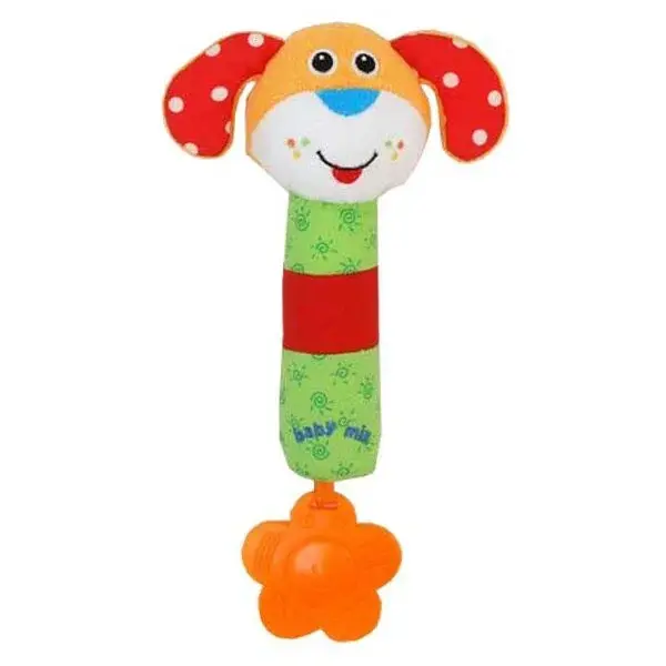 BABY MIX PSÍK Plyšová hračka s hrkálkou, mix, veľkosť