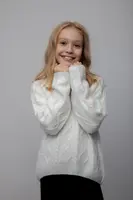 Dětský svetr s příměsí vlny Coccodrillo béžová barva, WINTER COSY GRIL JUNIOR