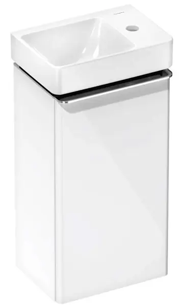 Hansgrohe Xelu Q - Skrinka s umývadielkom, 63x34x27 cm, 1 dvierka, pánty vpravo, lesklá biela/chróm 54365000