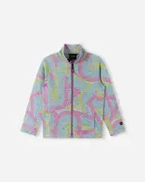 Dětská fleecová mikina reima niksini tyrkysová/růžová 110