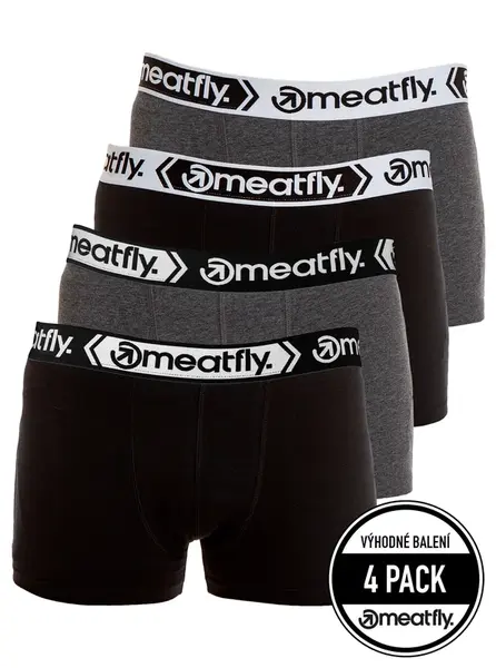 Meatfly pánské boxerky Balboa Boxershorts Four Pack Black/Grey Heather | Černá | Velikost S