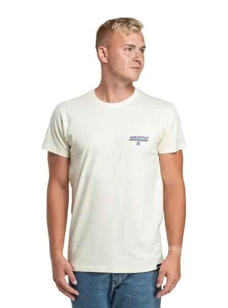 Meatfly pánské tričko Racing Spirit Cream | Bílá | Velikost XXL | 100% bavlna