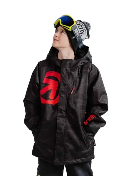 Dětská snb & ski bunda meatfly bangito černá/červená 158