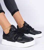 Gemre Black women's sneakers with thick laces Kayota