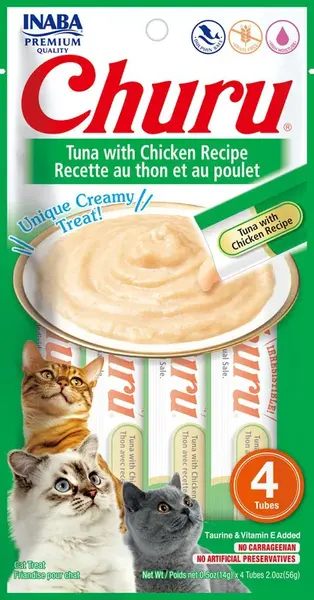 INABA Cat Churu Pyré - tuňák s kuřecím 4 x (4 x 14 g)