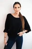 Kesi Włoski Dámský svetr s ozdobným manžetou černý