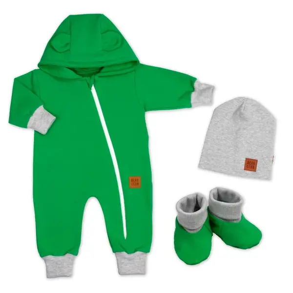 Baby Nellys Rostoucí overal pro miminko, čepice, botky, 3D, Nature - zelený, vel. 80/86