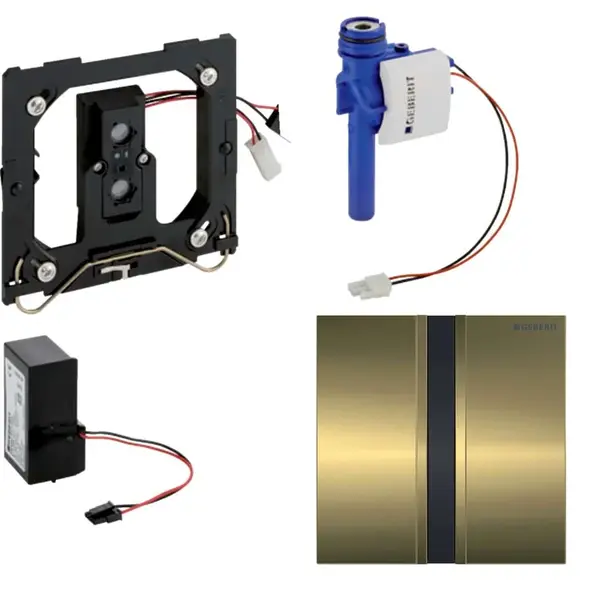 Geberit Splachovací systémy - Splachování pisoárů s elektronickým ovládáním, napájení ze sítě, krycí deska typ 50, mosaz 116.026.QF.1