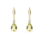 Zlaté náušnice s lemon quartzem a brilianty KLENOTA