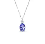 Náhrdelník s tanzanitem a diamantem v bílém zlatě KLENOTA