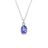 Náhrdelník s tanzanitem a diamantem v bílém zlatě KLENOTA