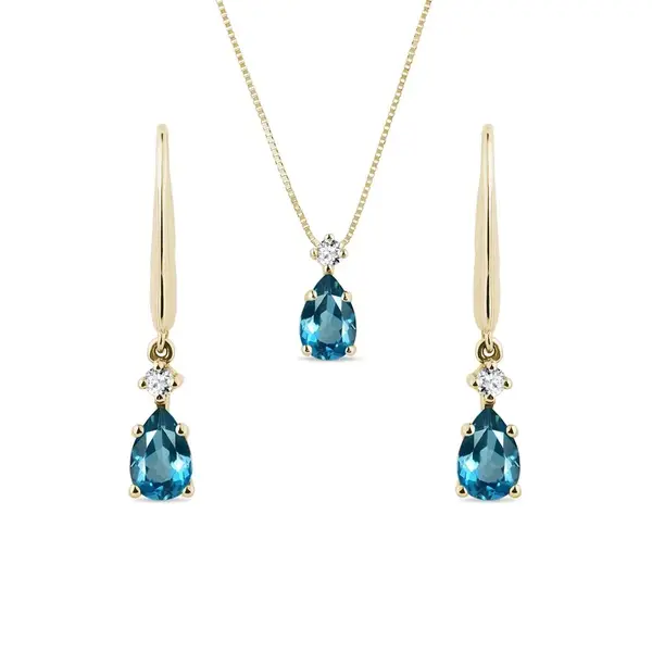 Set náhrdelníka a náušníc zo 14k zlata s London topásmi KLENOTA