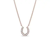 Diamantový náhrdelník podkova z ružového zlata KLENOTA