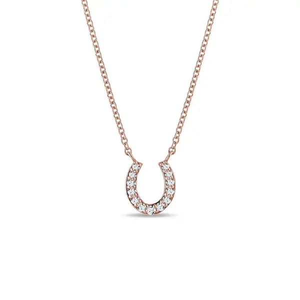 Diamantový náhrdelník podkova z ružového zlata KLENOTA