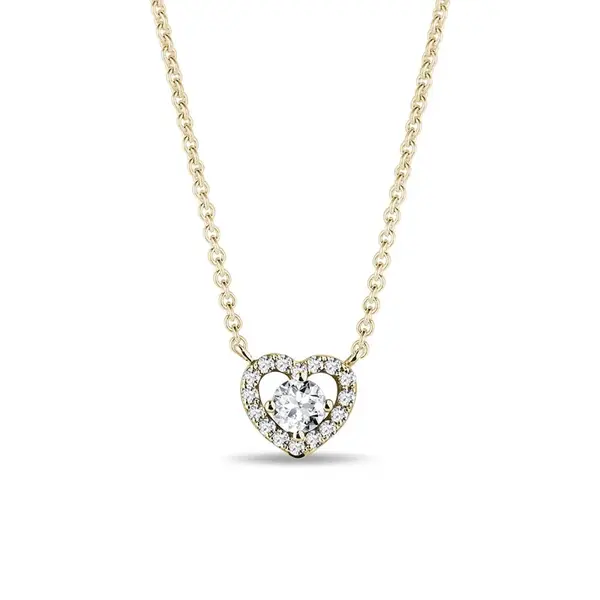 Diamantový náhrdelník srdce zo žltého zlata KLENOTA
