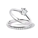 Súprava zásnubného prsteňa a svadobnej obrúčky z bieleho zlata KLENOTA