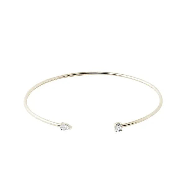 Otevřený flexi náramek s diamanty ve žlutém 14k zlatě KLENOTA