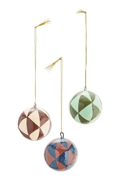 Sada vánočních ozdob Madam Stoltz 5 cm 3-pack více barev