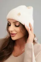Kesi Dámská zimní čepice chlupatá s ozdobným knoflíkem melounová