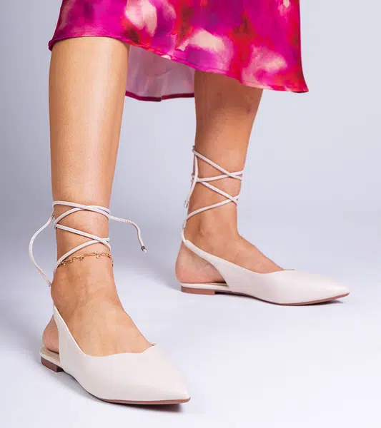 Gemre Beige flat eco-leather pumps Terry