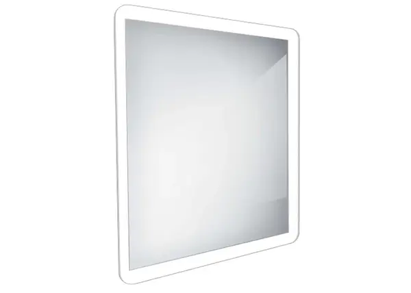 Nimco Zrcadla - Koupelnové podsvícené LED zrcadlo 60x60 cm, zaoblené, aluminium ZP 19066