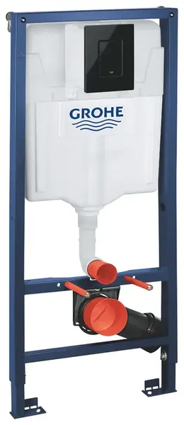 Grohe Rapid SL - Předstěnová instalace s nádržkou pro závěsné WC, tlačítko Skate Cosmopolitan, lesklá černá 39940000