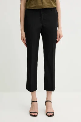 Kalhoty Sisley dámské, černá barva, střih cigarette, medium waist, 4ENMLE02X