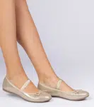 Gemre Golden women's ballet flats with an elastic bow Lerona