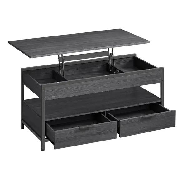 MID.YOU KONFERENČNÍ STOLEK, černá, kov, kompozitní dřevo, 100/48-62/50 cm