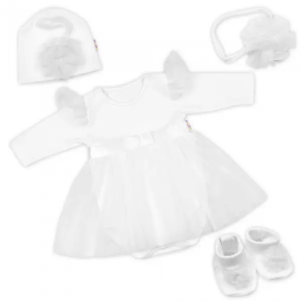 Baby Nellys Luxusní 4D slavnostní sada oblečení pro miminko Girl - bílá