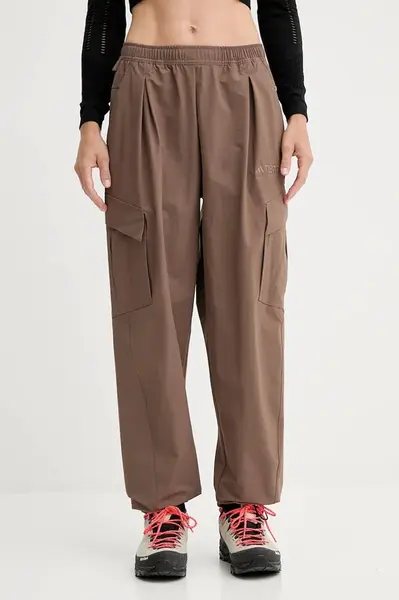 Outdoorové kalhoty adidas TERREX dámské, hnědá barva, JM9857
