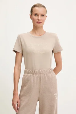 Tričko Guess MARINA dámské, béžová barva, V5YI13 J1314