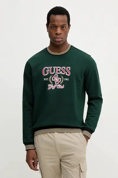 Mikina Guess pánská, zelená barva, s aplikací, M5YQ12 KCXW1