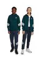 Dětská mikina adidas zelená barva, s kapucí, s potiskem, JW7525