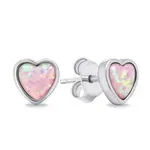 Brilio Silver Něžné stříbrné náušnice Srdíčka se syntetickými opály EA610WP