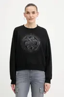 Mikina Guess 4G dámská, černá barva, s aplikací, W5YQ07 KB681