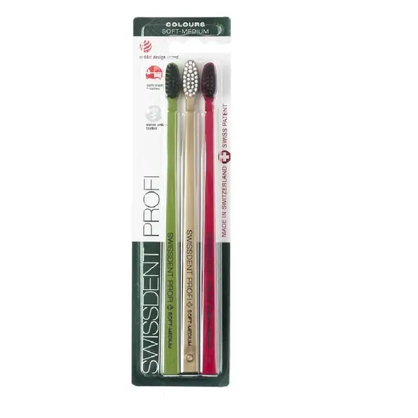 SWISSDENT Colours Zubní kartáček Soft-Medium Festive 3 ks
