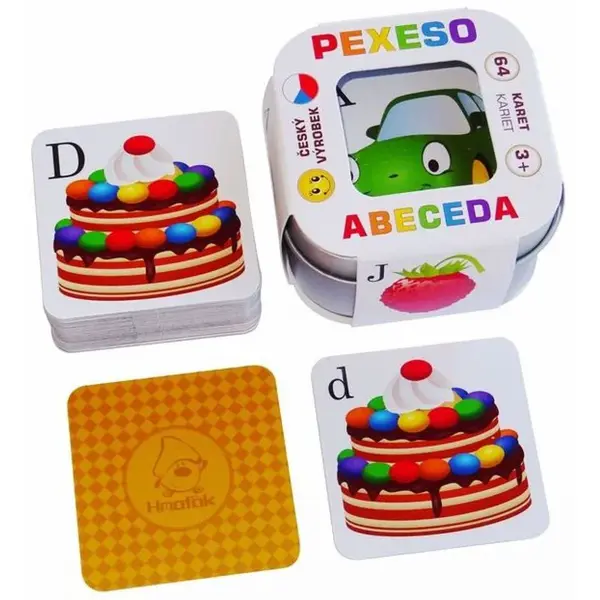 Pexeso Abeceda 64 kariet v plechovej krabičke