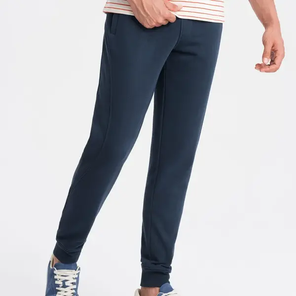 Ombre BASIC men's cotton jogger sweatpants - navy blue