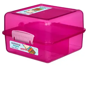 SISTEMA Lunch krabička na oběd s 2 oddíly růžová 1,4 l