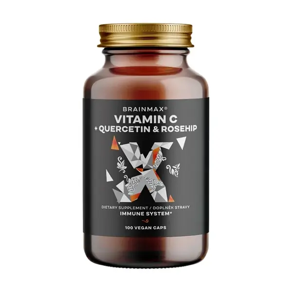 BRAINMAX Vitamin C & Quercetin Rose Hip 100 rostlinných kapslí